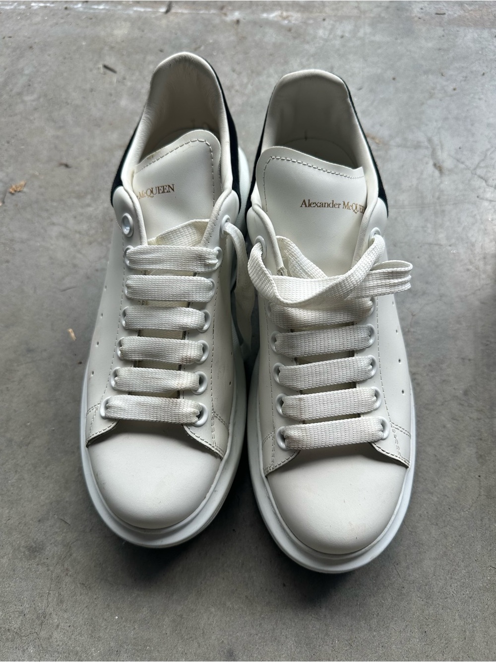 Alexander McQueen White Leather Low-Top Oversized-Sole Sneakers